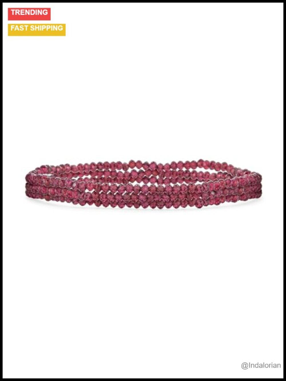 Natural Gemstone Garnet Mini Seed Bead Stretch Bracelet Stackable Set of 3
